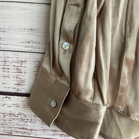 Madewell Darted Button-Up Shirt in Satin Matchstick Size 20W Holiday Career - Picture 7 of 13
